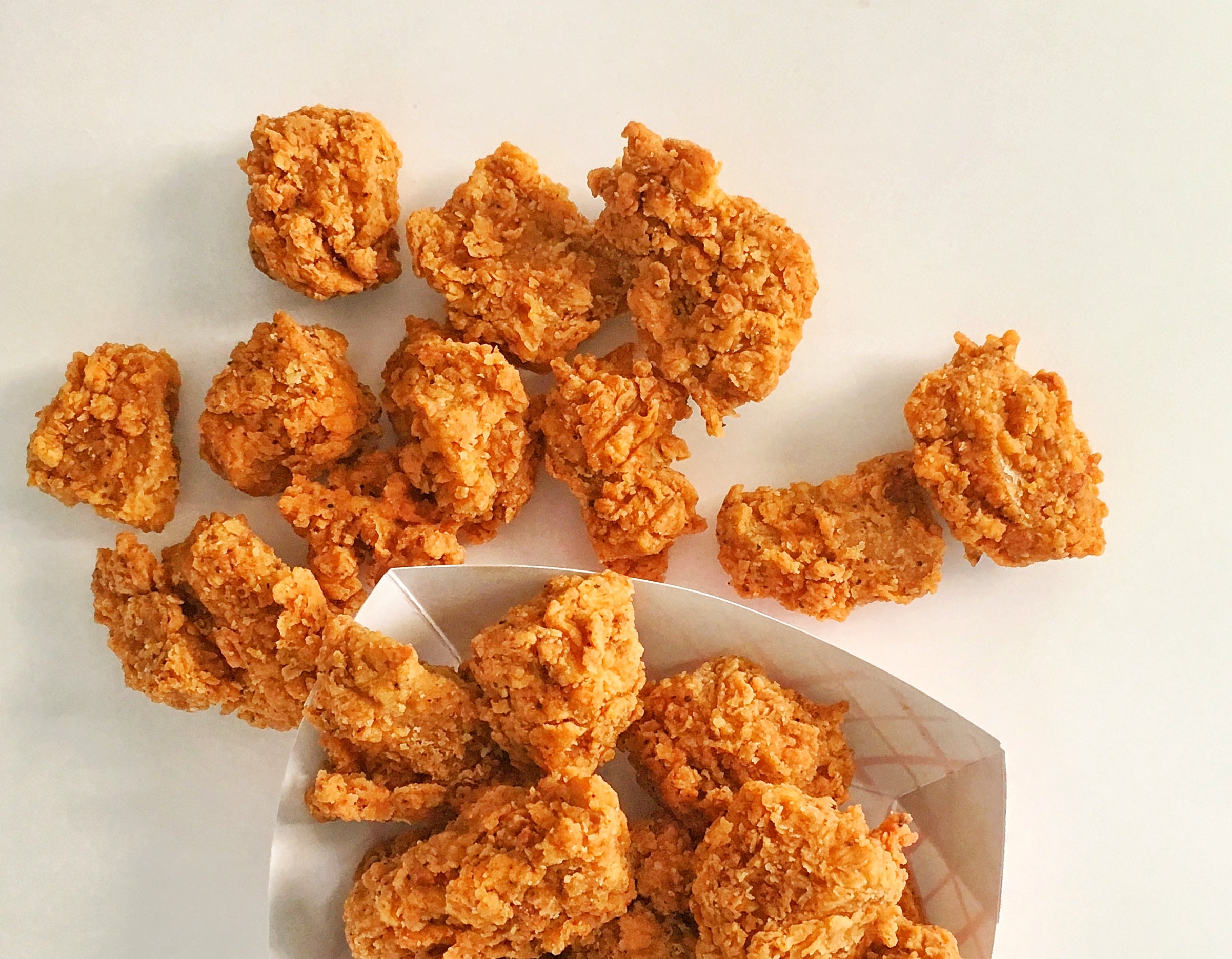 Stacks of cripsy seitan nuggets